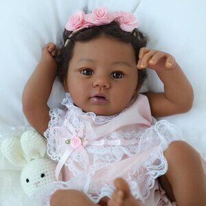 Reborn Baby Doll Black Girl 18 Inch Realistic Lifelike African American